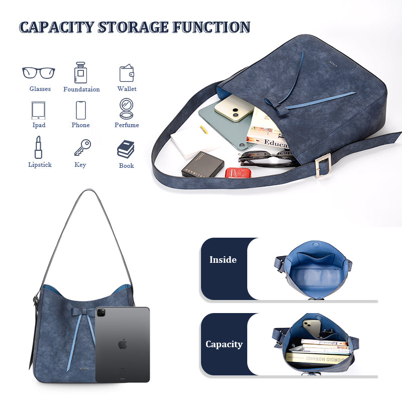 PU Soft Leather Light Blue Shoulder Bag - Icolrae