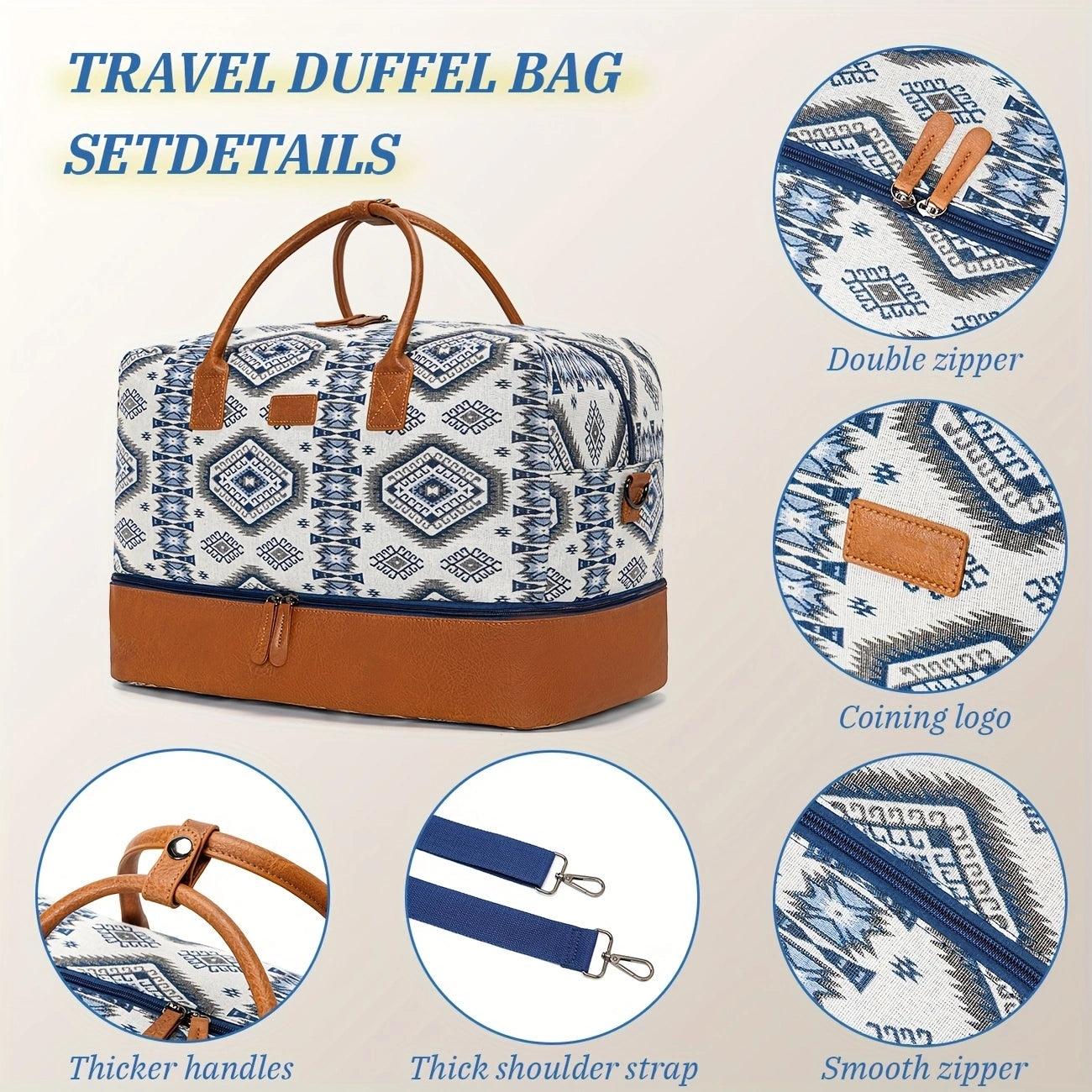 Canvas Bohemian Print Luggage Bag - Icolrae