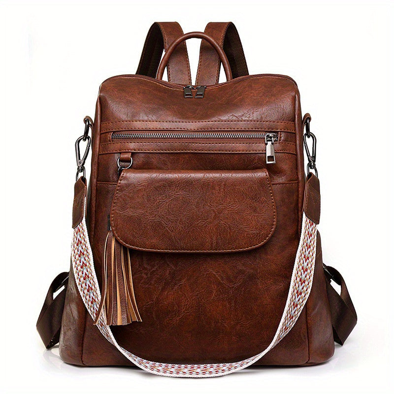 PU Brown Retro Western Backpack - Icolrae