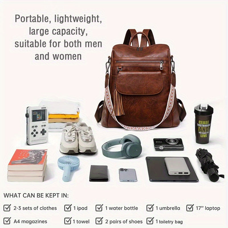 PU Brown Retro Western Backpack - Icolrae