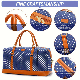 Polyester Blue Polka Dot Luggage Bag - Icolrae