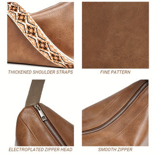 PU Brown All-Match Crossbody Bag 2024 - Icolrae