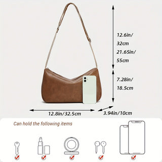PU Brown All-Match Crossbody Bag 2024 - Icolrae