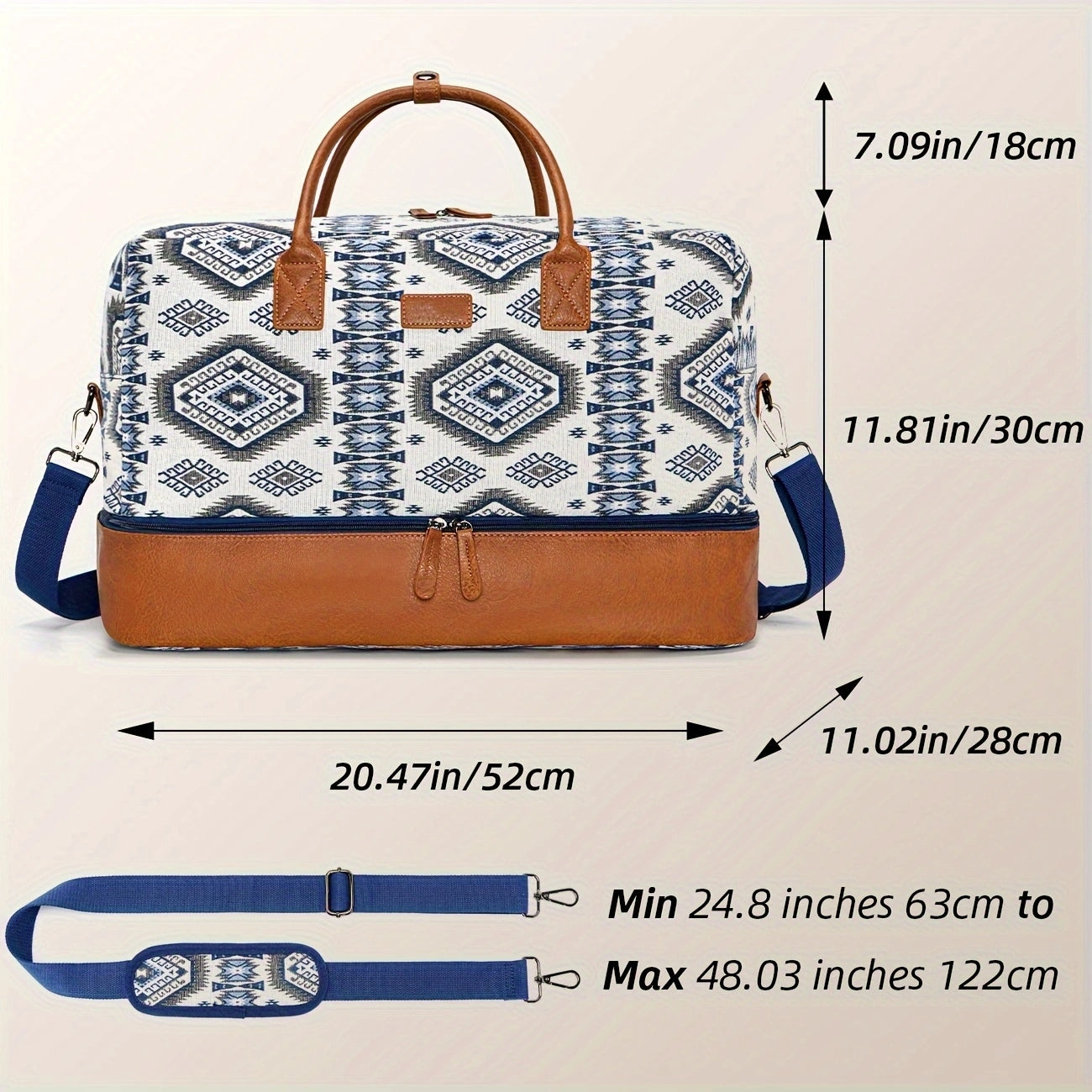 Canvas Bohemian Print Luggage Bag - Icolrae