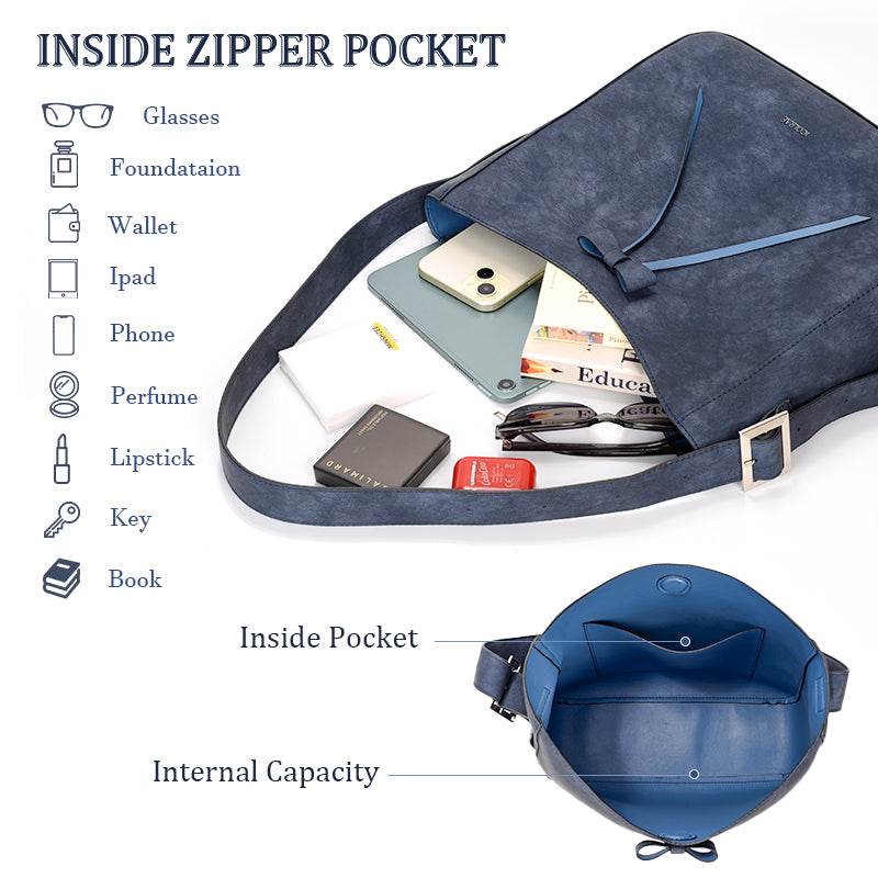 PU Soft Leather Light Blue Shoulder Bag - Icolrae
