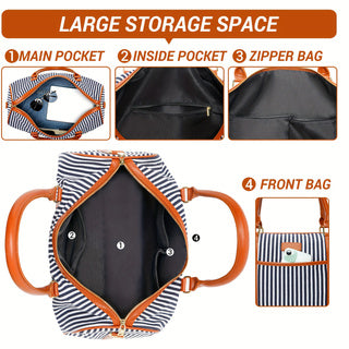 Canvas Stripe Luggage Bag 2024 - Icolrae