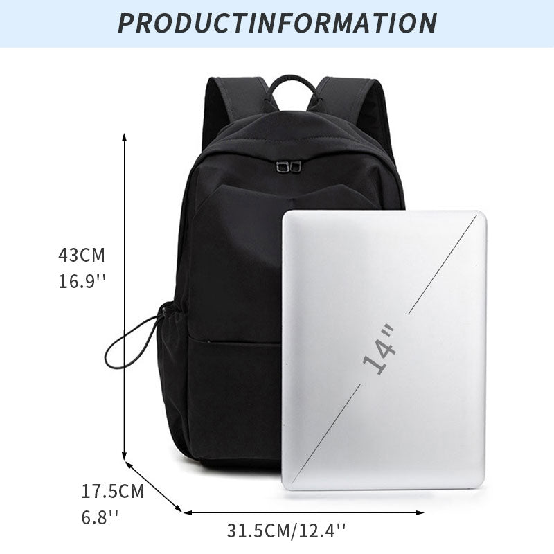 Polyester Pure Black Backpack Regular Style - Icolrae