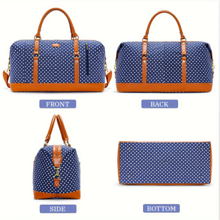 Polyester Blue Polka Dot Luggage Bag - Icolrae