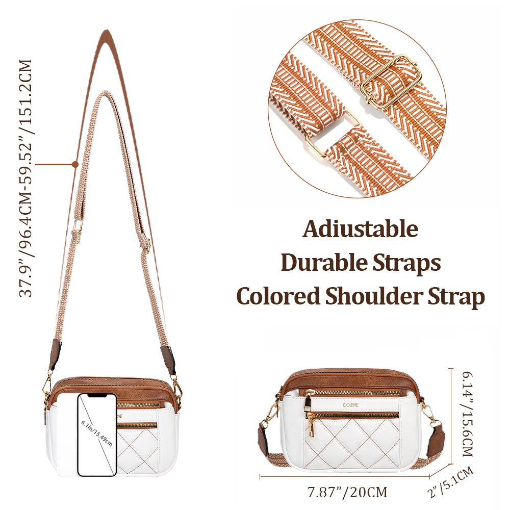 PU White Waterproof Fashion Versatile CrossBody Bag - Icolrae