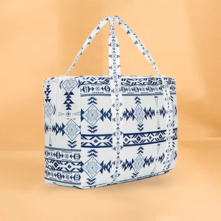 Canvas White Boho Luggage Bag - Icolrae