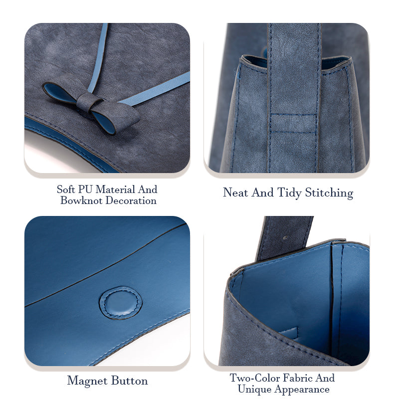 PU Soft Leather Light Blue Shoulder Bag - Icolrae