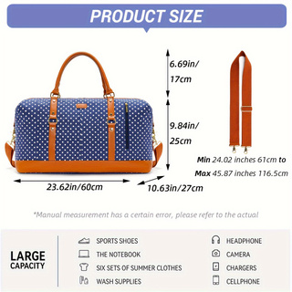 Polyester Blue Polka Dot Luggage Bag - Icolrae
