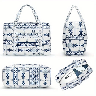 Canvas White Boho Luggage Bag - Icolrae