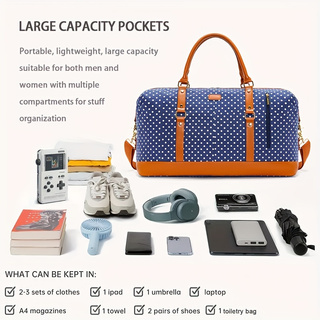 Polyester Blue Polka Dot Luggage Bag - Icolrae