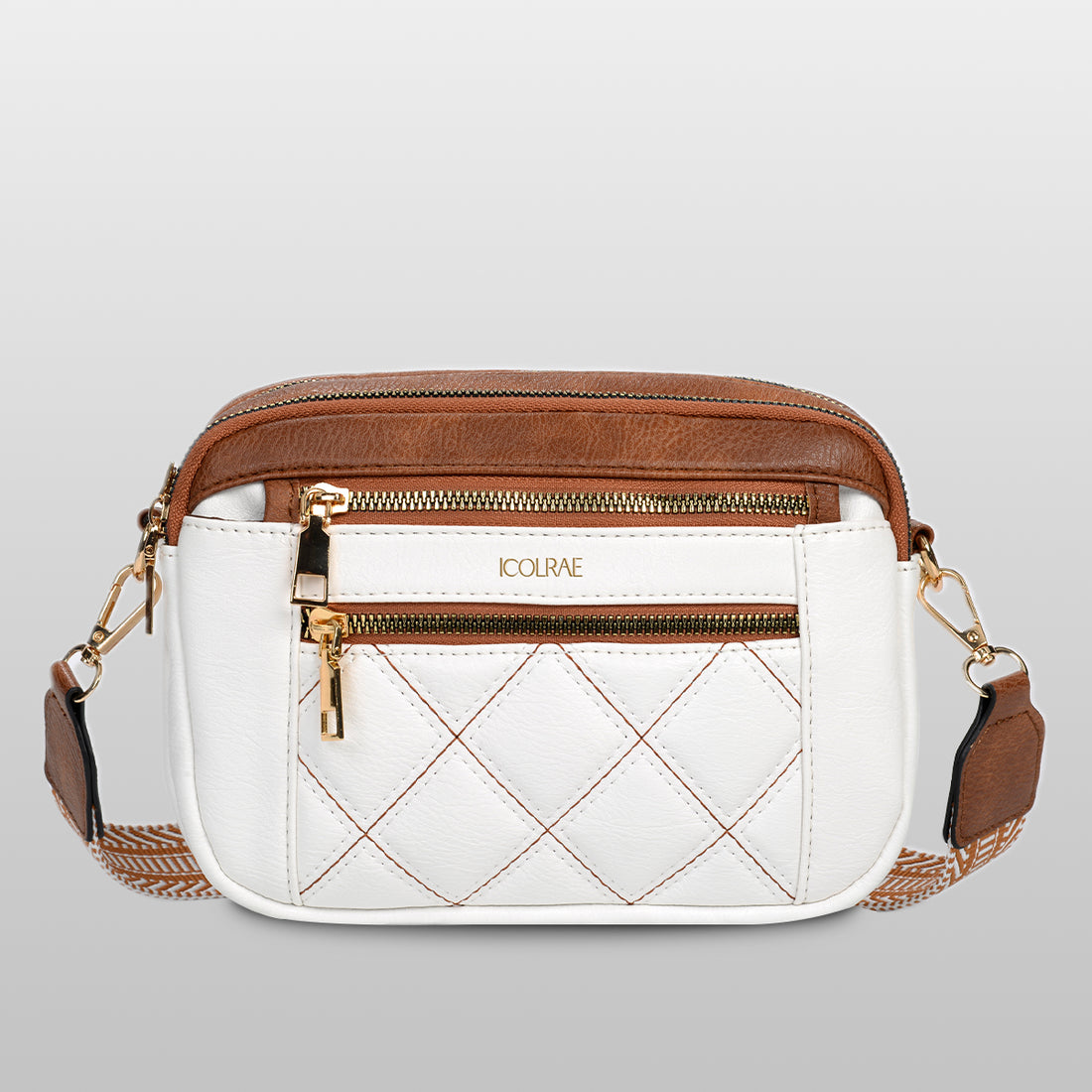 PU White Waterproof Fashion Versatile CrossBody Bag - Icolrae