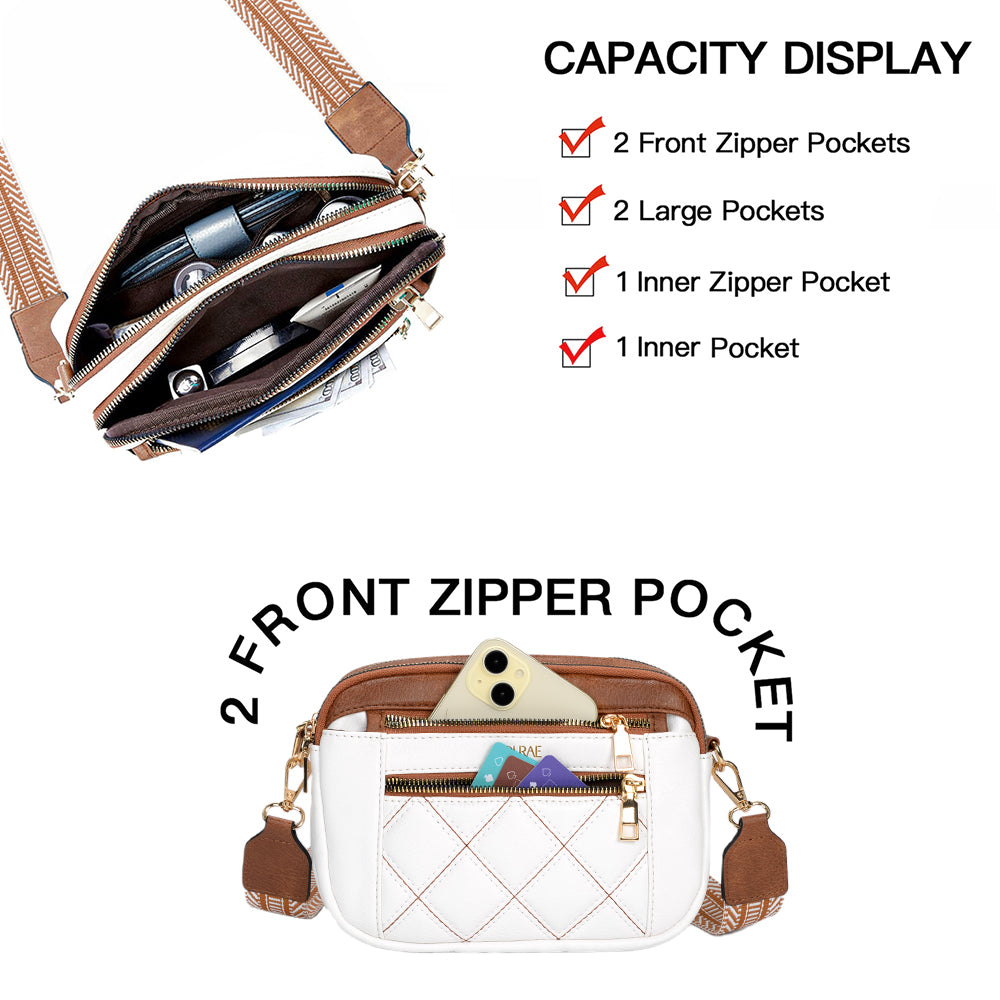 PU White Waterproof Fashion Versatile CrossBody Bag - Icolrae