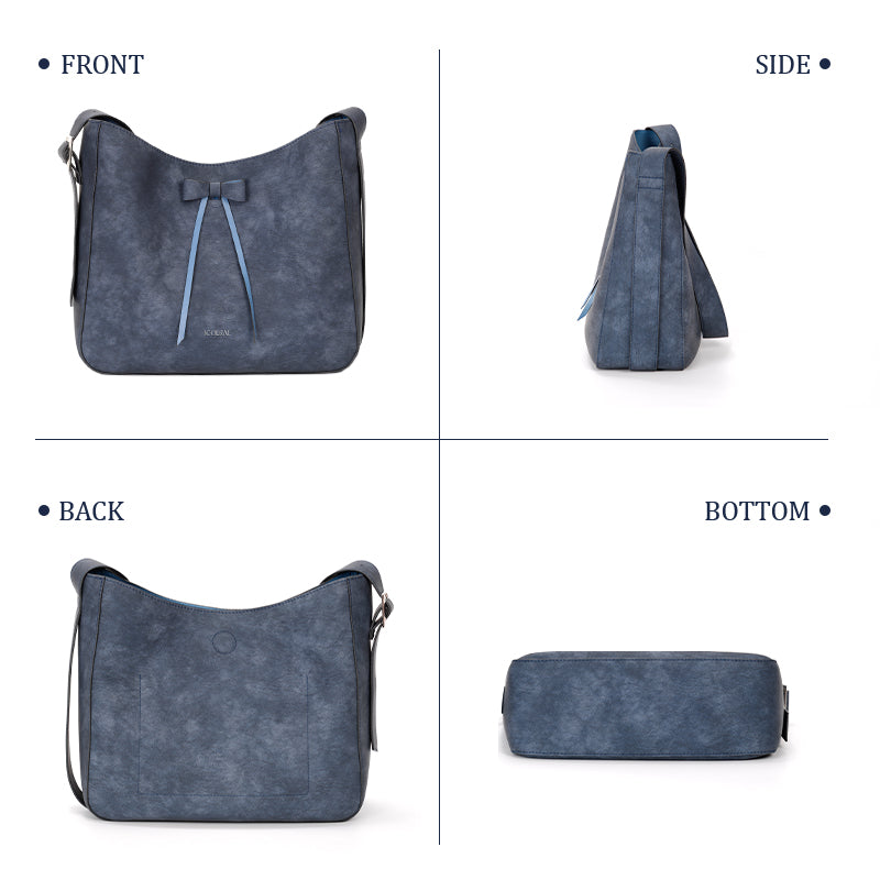 PU Soft Leather Light Blue Shoulder Bag - Icolrae