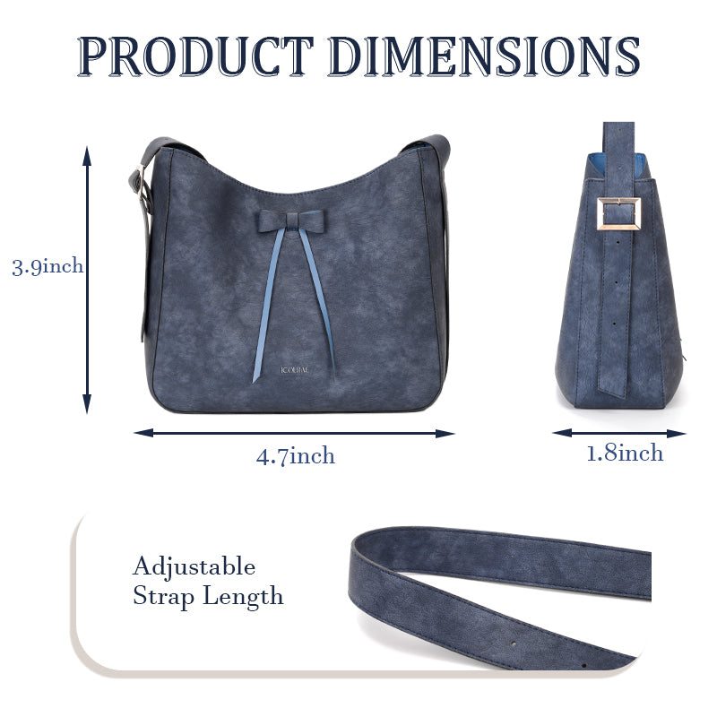 PU Soft Leather Light Blue Shoulder Bag - Icolrae