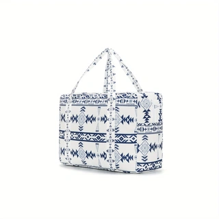 Canvas White Boho Luggage Bag - Icolrae