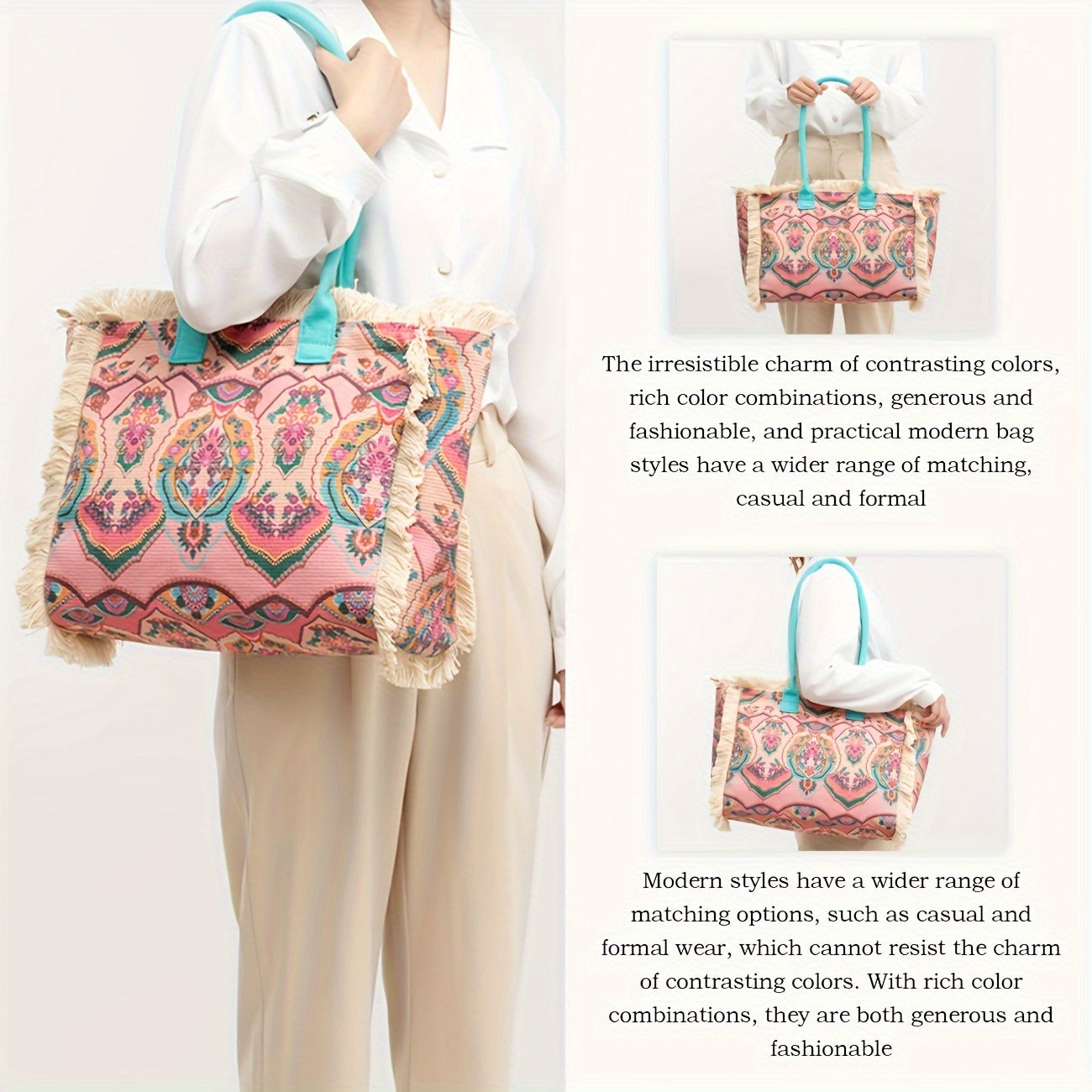 Canvas Bohemian Three-Types Tote Bag - Icolrae
