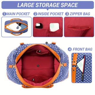 Polyester Blue Polka Dot Luggage Bag - Icolrae