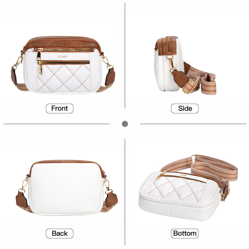 PU White Waterproof Fashion Versatile CrossBody Bag - Icolrae