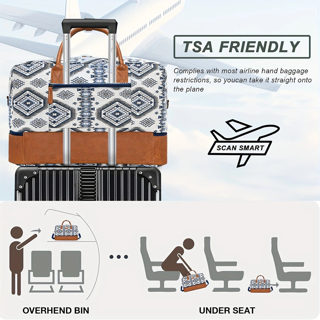 Canvas Bohemian Print Luggage Bag - Icolrae