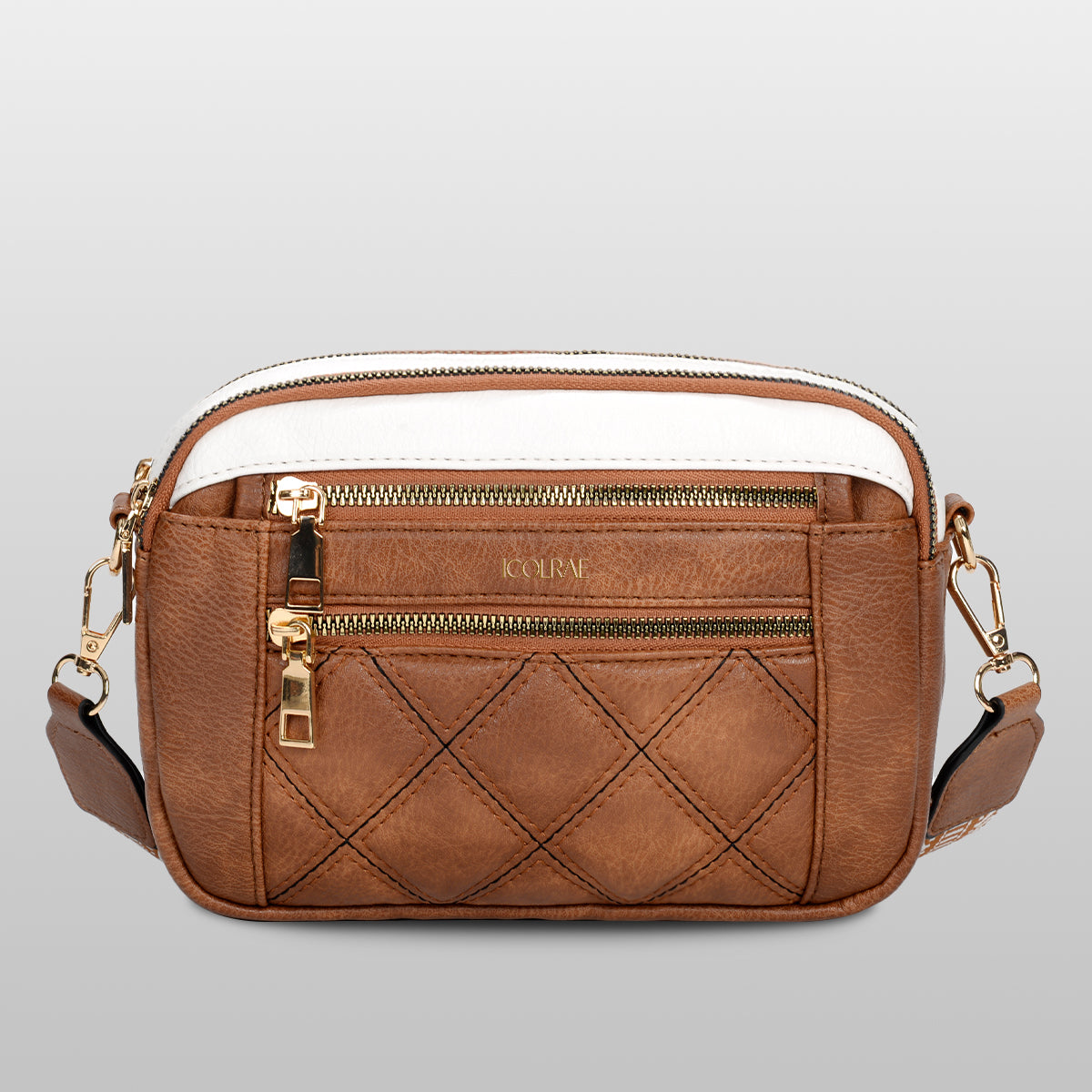 PU White Waterproof Fashion Versatile CrossBody Bag - Icolrae
