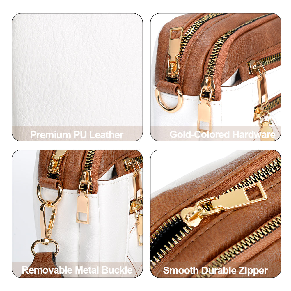 PU White Waterproof Fashion Versatile CrossBody Bag - Icolrae