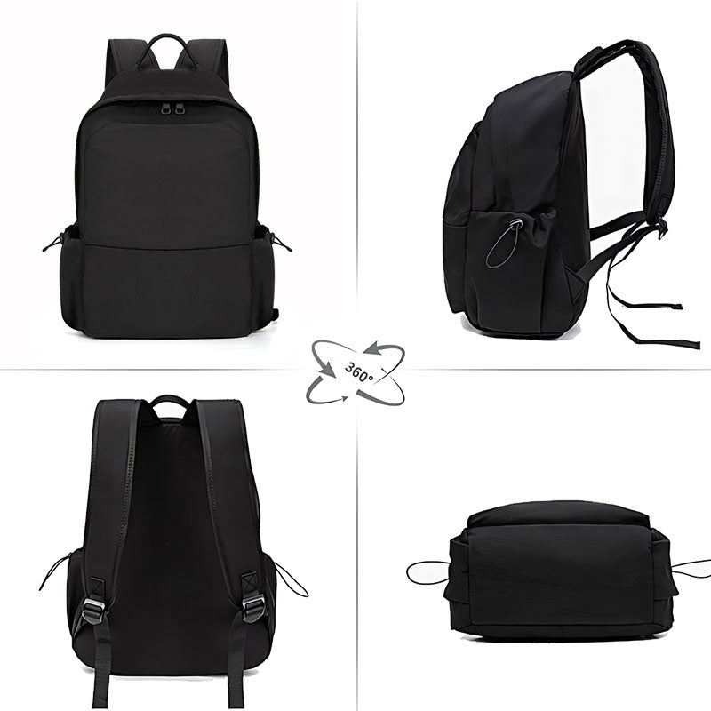 Polyester Pure Black Backpack Regular Style - Icolrae